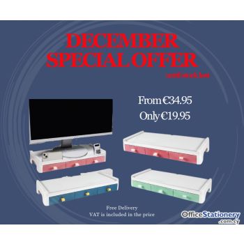 SPECIAL OFFER Monitor stand with drawers Light Red 