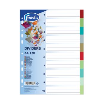 Plastic Divider  A4 10 Colours PREMIER  6210