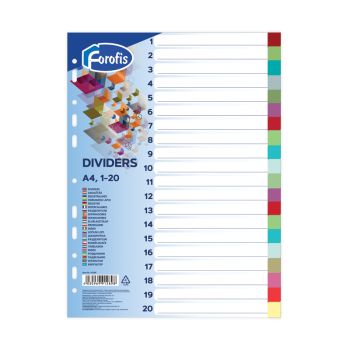 Plastic Divider A4  20 Colours  