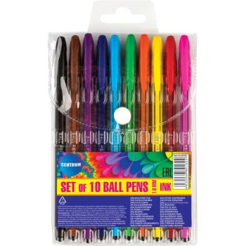 Set of 10 colors ball pens 1.0mm / PVC bag