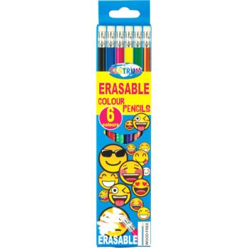 Color pencils plastic erasable 6col. "EMOJIDEX"