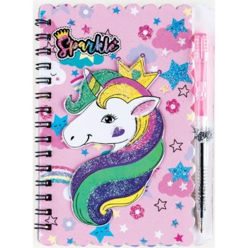 Note book spiral with pen 140x103mm 30sh. "UNICORN" (ruled) /OPP bag