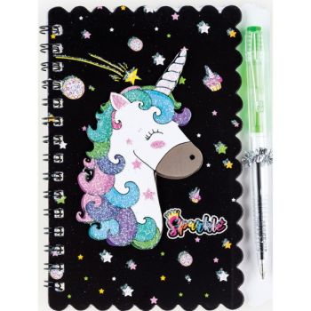Note book spiral with pen 140x103mm 30sh. "UNICORN" (ruled) /OPP bag
