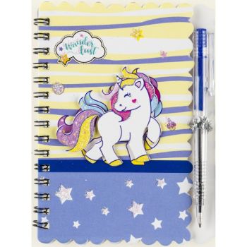Note book spiral with pen 140x103mm 30sh. "UNICORN" (ruled) /OPP bag