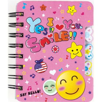 Note book spiral 120x92mm 50sh. (ruled) "SMILE" /OPP bag