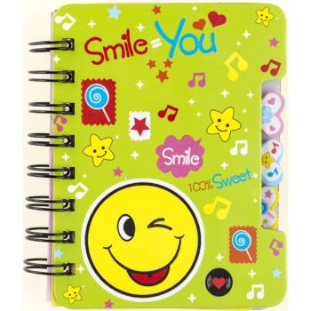 Note book spiral 120x92mm 50sh. (ruled) "SMILE" /OPP bag