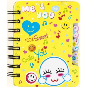Note book spiral 120x92mm 50sh. (ruled) "SMILE" /OPP bag