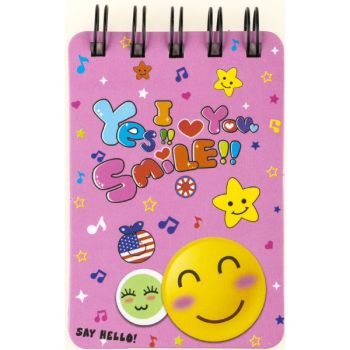 Note book spiral 105x70mm 55sh. (ruled) "SMILE" /OPP bag