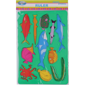 Ruler stencil  ANIMAL (plastic) polybag