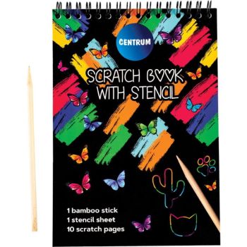 Scratch book 175x124mm (10 scratch pages) with stencil &stick / OPP bag