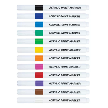 Acrylic paint markers non push 12col. / PVC package