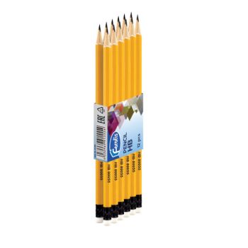 12 pieces Pencil HB  hexagonal / sharpened, with eraser 